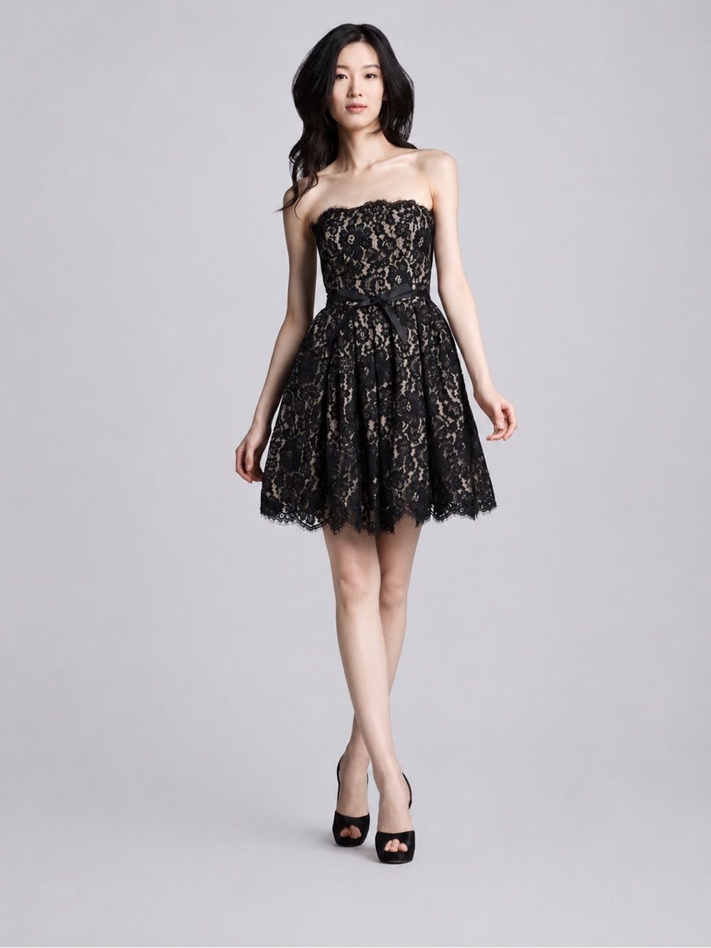 Robert Rodriguez Target Neiman Marcus Black Lace Strapless Party Dress Sz 2